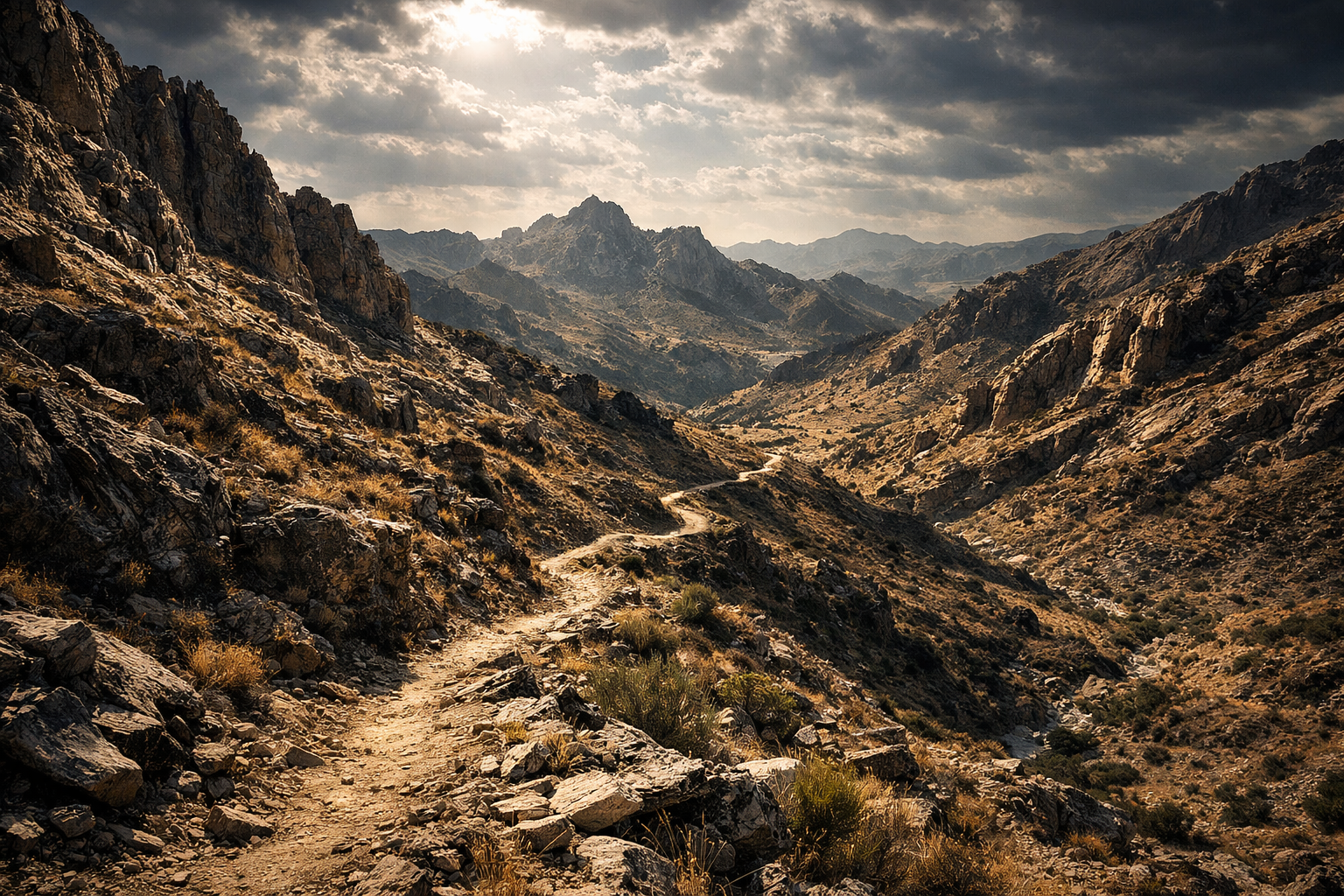 Górski pejzaż Sierra Morena — surowy krajobraz opowieści w opowieści